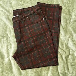 GENTLY USED} Susan Graver Regular Printed Ponte Faux Fly Pull-On Pants